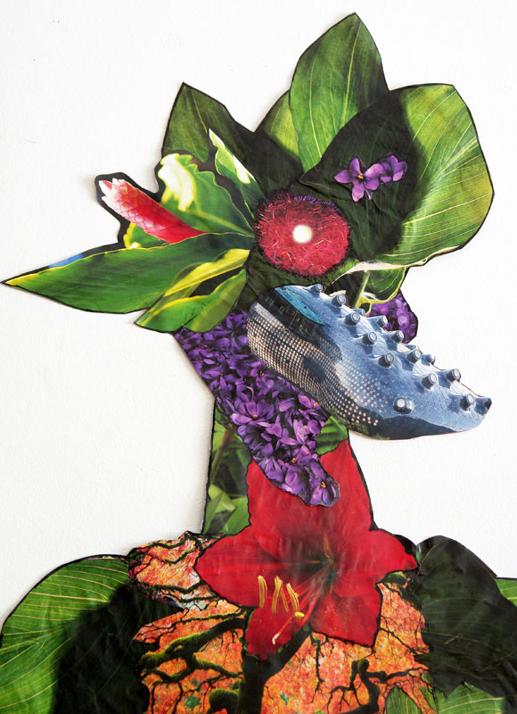 Clown of GMO Plants, 2013, 61"h x 41"w, Printed media and acrylic medium