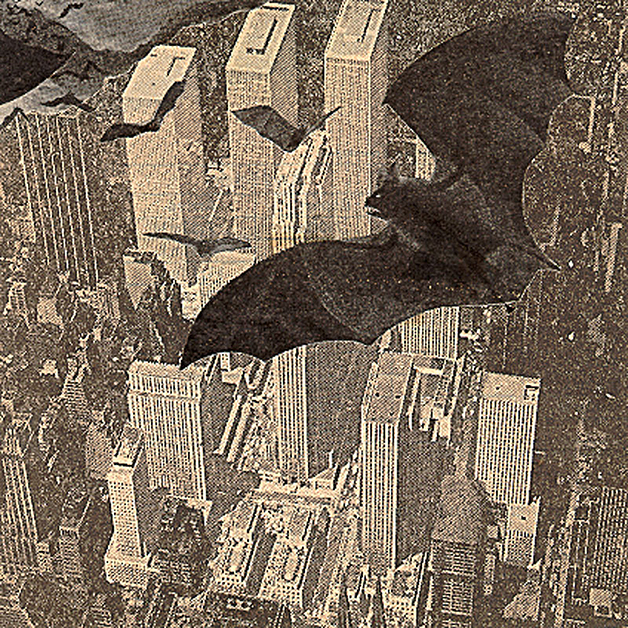 Bats, 1978, 6"w x 6"h, Collage on paper