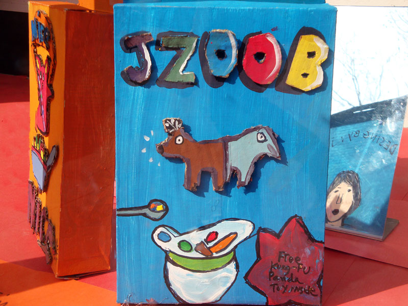 Cereal Box Project, (Recycled cardboard & Tempera)