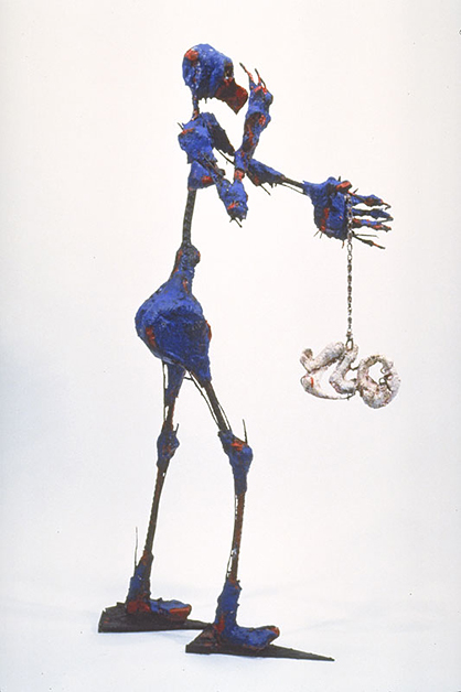 Justice (With Fetus), 1988, 48"h X 12"w X 21"d, terra cotta, steel and oil