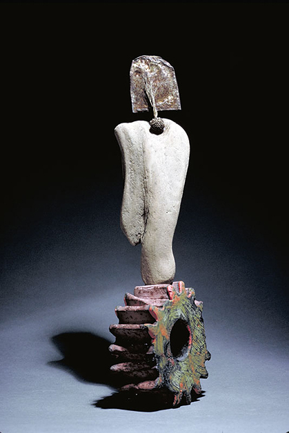 Grinding Wheel, 1984, 6"w x 18"h, Wood and found objects