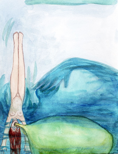 Plunging, 2001, 8"w x 10"h, Watercolor