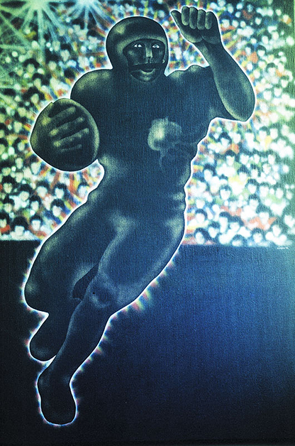 Football, 1975, 40"w x 60"h, Air brushed acrylic on canvas