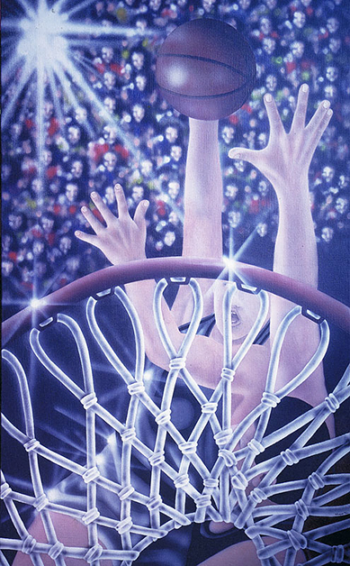 Basketball, 1976, 40"w x 60"h, Air brushed acrylic on canvas
