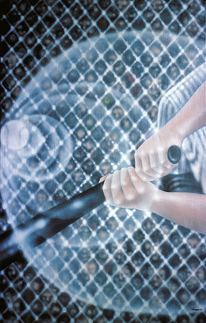 Baseball, 1976, 40"w x 60"h, Air brushed acrylic on canvas