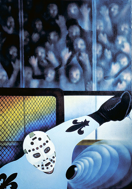 Hockey, 1976, 40"w x 60"h, Air brushed acrylic on canvas