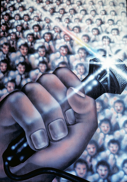 Showtime, 1976, 40"w x 60"h, Air brushed acrylic on canvas